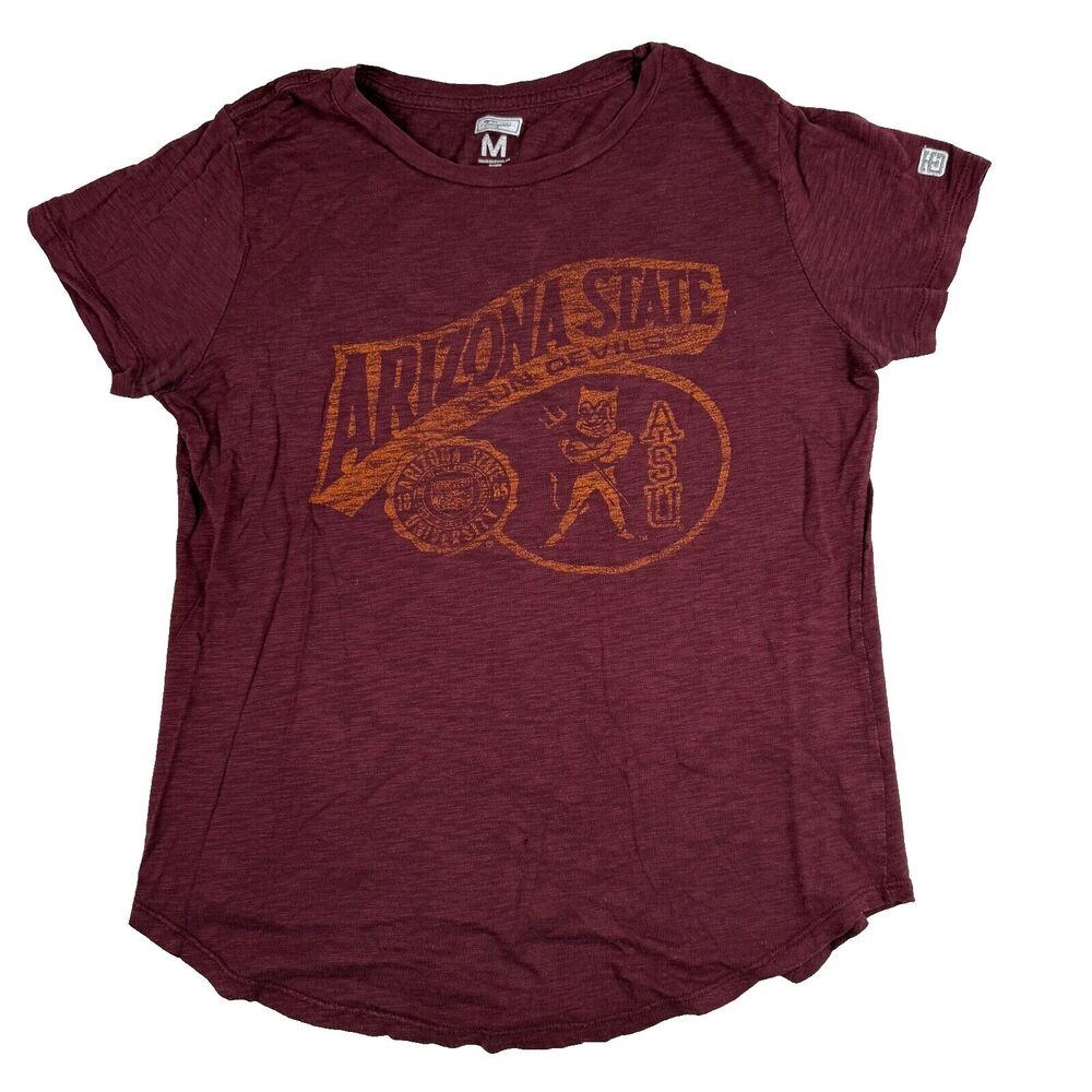 Arizona State Sun Devils T-Shirt ASU‎ Womens M Red Heathered Distressed Tee